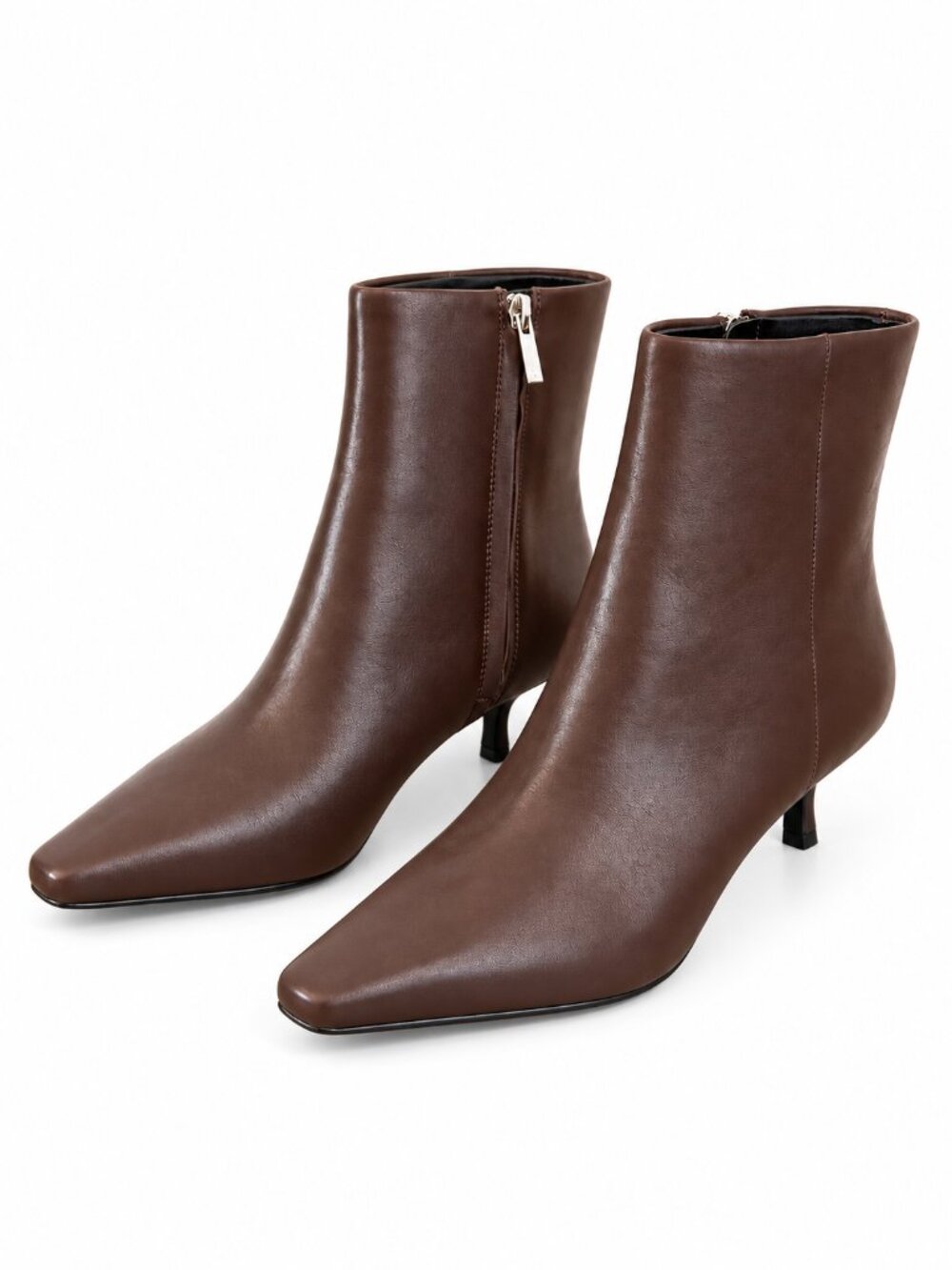NWOT Marc Fisher LTD Kitten Heel Booties, 8.5, Brown Leather
